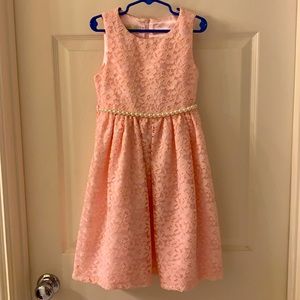 Girls pink lace dress